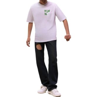 Off-White Men’ s SS22 Diagonal Arrow Spray Painting Short Sleeve Loose Fit White T-Shirt Off-White Men’ s SS22 Diagonal Arrow Spray Painting Short Sleeve Loose Fit White T-Shirt