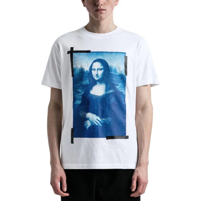 Off-White Men’ s SS22 Elizabeth Printing Round Neck Pullover Short Sleeve White T-Shirt