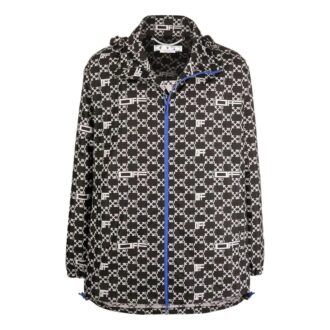Off-White Men’ s SS22 Geometry Pattern Full Print Stand Collar Hooded Jacket Version Autumn Black Off-White Men’ s SS22 Geometry Pattern Full Print Stand Collar Hooded Jacket Version Autumn Black
