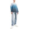 Off-White Men’ s SS22 Gradient Stripe Printing Pullover Round Neck Long Sleeves Wool Sweater Version Blue