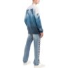 Off-White Men’ s SS22 Gradient Stripe Printing Pullover Round Neck Long Sleeves Wool Sweater Version Blue