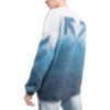 Off-White Men’ s SS22 Gradient Stripe Printing Pullover Round Neck Long Sleeves Wool Sweater Version Blue