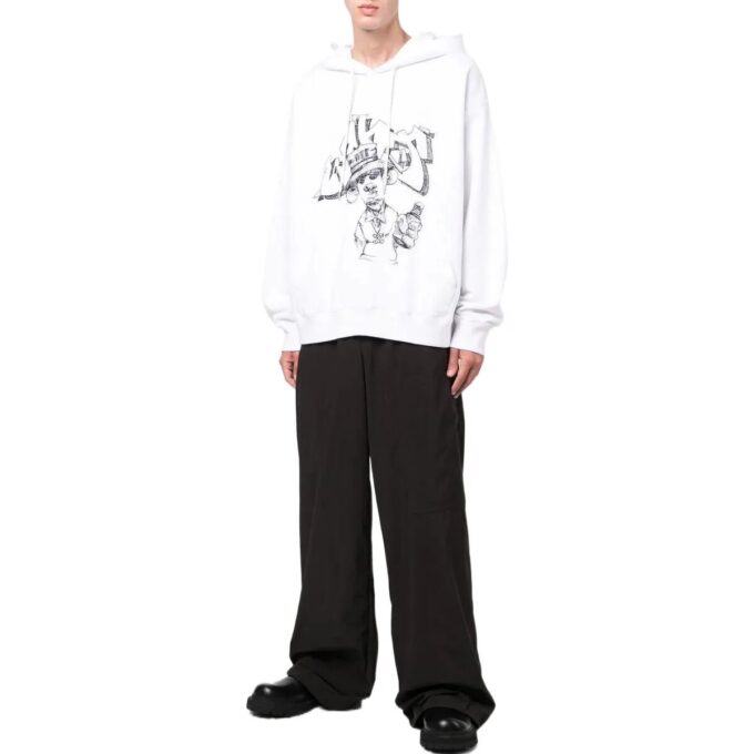 Off-White Men’ s SS22 Graffiti Printing Drawstring Loose Fit White