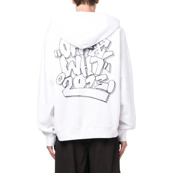Off-White Men’ s SS22 Graffiti Printing Drawstring Loose Fit White