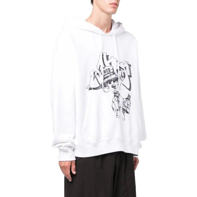 Off-White Men’ s SS22 Graffiti Printing Drawstring Loose Fit White