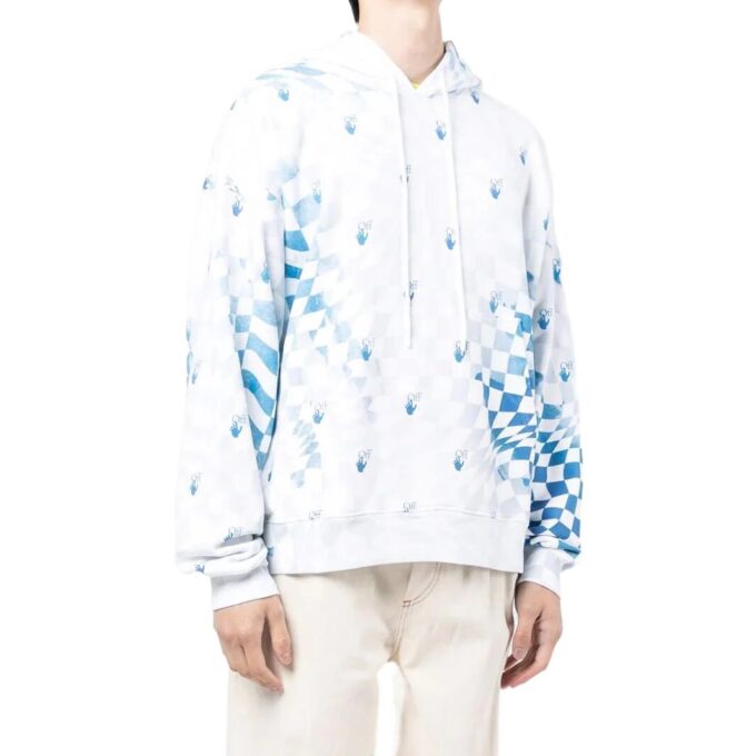 Off-White Men’ s SS22 Grid Logo Printing Pullover Version Blue White