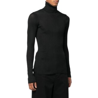 Off-White Men’ s SS22 Helvet Ribbed Slim Fit Wool Sweater Black Off-White Men’ s SS22 Helvet Ribbed Slim Fit Wool Sweater Black