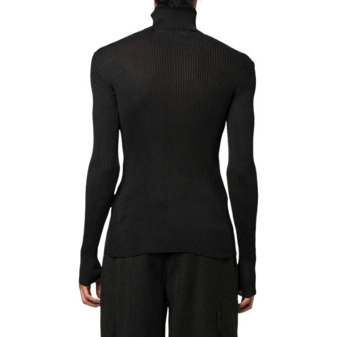 Off-White Men’ s SS22 Helvet Ribbed Slim Fit Wool Sweater Black