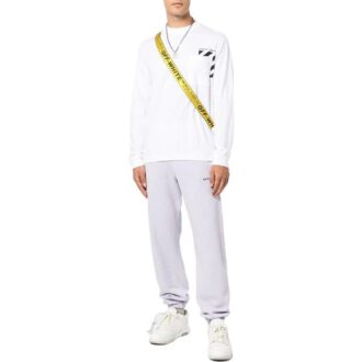 Off-White Men’ s SS22 Iconic Twill Printing Sports Pants/Trousers/Joggers Version Light Grey