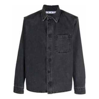 Off-White Men’ s SS22 Lapel Long Sleeves Denim Gray Shirt Off-White Men’ s SS22 Lapel Long Sleeves Denim Gray Shirt