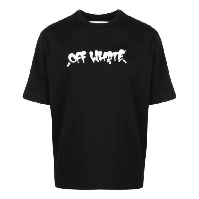 Off-White Men’ s SS22 Logo Alphabet Printing Short Sleeve Black T-Shirt