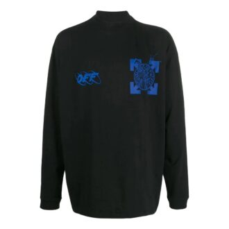 Off-White Men’ s SS22 Logo Arrow Printing Half Turtleneck Long Sleeves Black T-Shirt Off-White Men’ s SS22 Logo Arrow Printing Half Turtleneck Long Sleeves Black T-Shirt