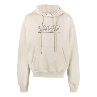 Off-White Men’ s SS22 Logo Embroidered Cotton Hooded Long Sleeves Version Khaki