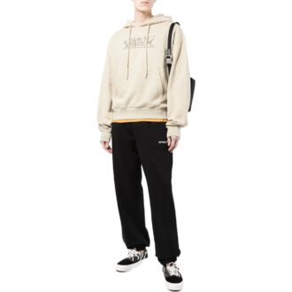 Off-White Men’ s SS22 Logo Embroidered Cotton Hooded Long Sleeves Version Khaki
