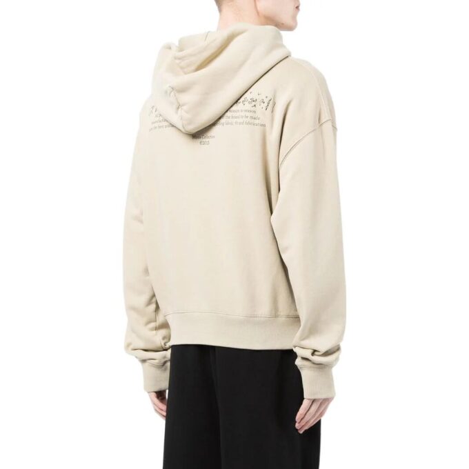 Off-White Men’ s SS22 Logo Embroidered Cotton Hooded Long Sleeves Version Khaki
