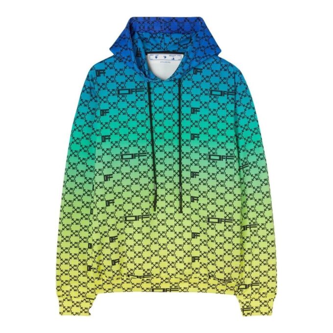Off-White Men’ s SS22 Logo Full Print Gradient Loose Fit Pullover Gradient