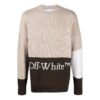 Off-White Men’ s SS22 Logo Intarsia Colorblock Wool Sweater Beige
