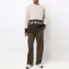 Off-White Men’ s SS22 Logo Intarsia Colorblock Wool Sweater Beige