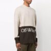 Off-White Men’ s SS22 Logo Intarsia Colorblock Wool Sweater Beige