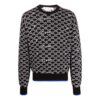 Off-White Men’ s SS22 Logo Intarsia Knit Round Neck Long Sleeves Wool Sweater Black