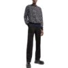Off-White Men’ s SS22 Logo Intarsia Knit Round Neck Long Sleeves Wool Sweater Black
