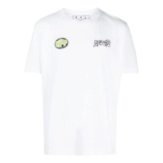 Off-White Men’ s SS22 Logo Pattern Printing Short Sleeve White T-Shirt