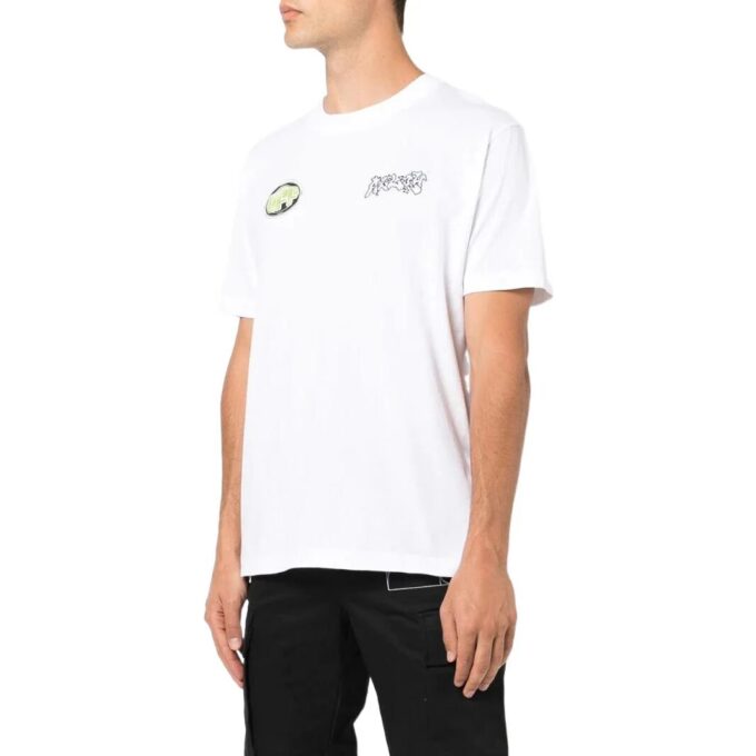 Off-White Men’ s SS22 Logo Pattern Printing Short Sleeve White T-Shirt