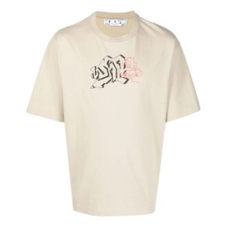 Off-White Men’ s SS22 Logo Pattern Round Neck Short Sleeve Version White T-Shirt