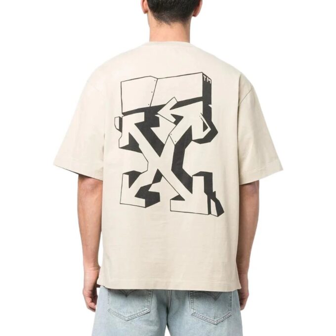 Off-White Men’ s SS22 Logo Pattern Round Neck Short Sleeve Version White T-Shirt