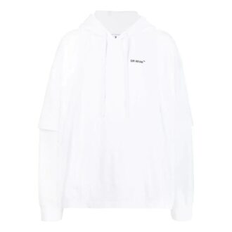 Off-White Men’ s SS22 Logo Printing Arrow Pattern Hooded Long Sleeves Version White