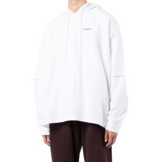 Off-White Men’ s SS22 Logo Printing Arrow Pattern Hooded Long Sleeves Version White