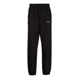 Off-White Men’ s SS22 Logo Printing Diagonal Stripes Bundle Feet Sports Pants/Trousers/Joggers Black