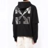 Off-White Men’ s SS22 Logo Printing Hooded Long Sleeves Version Black