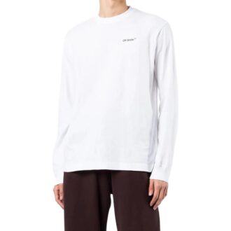 Off-White Men’ s SS22 Logo Printing Long Sleeves White T-Shirt