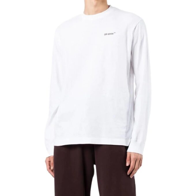 Off-White Men’ s SS22 Logo Printing Long Sleeves White T-Shirt