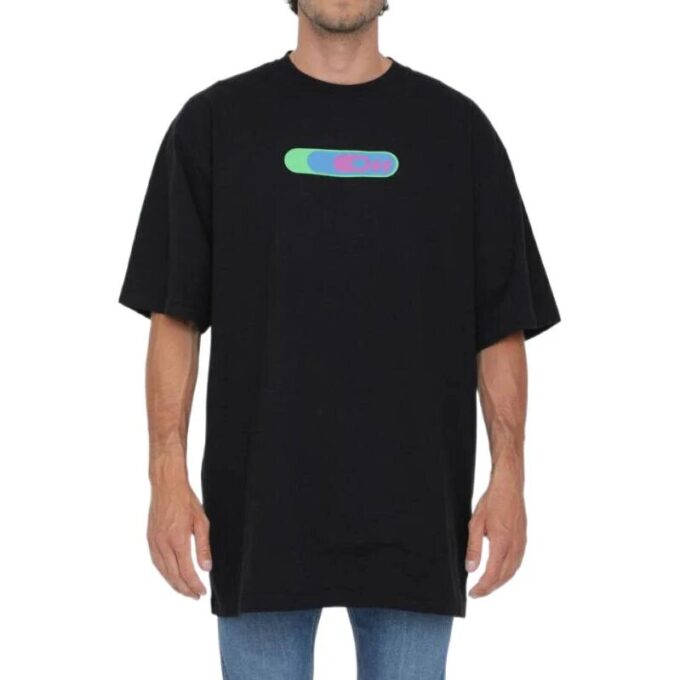 Off-White Men’ s SS22 Logo Printing Round Neck Pullover Short Sleeve Loose Fit Black T-Shirt