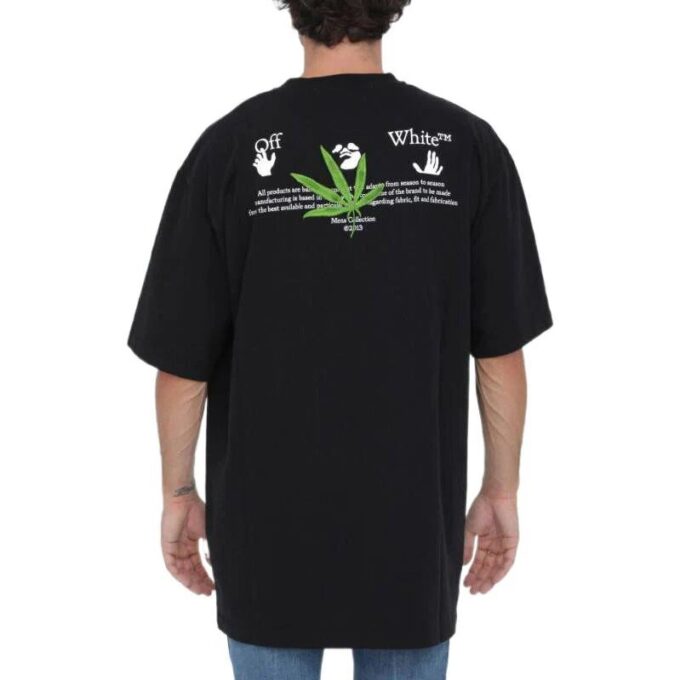 Off-White Men’ s SS22 Logo Printing Round Neck Pullover Short Sleeve Loose Fit Black T-Shirt