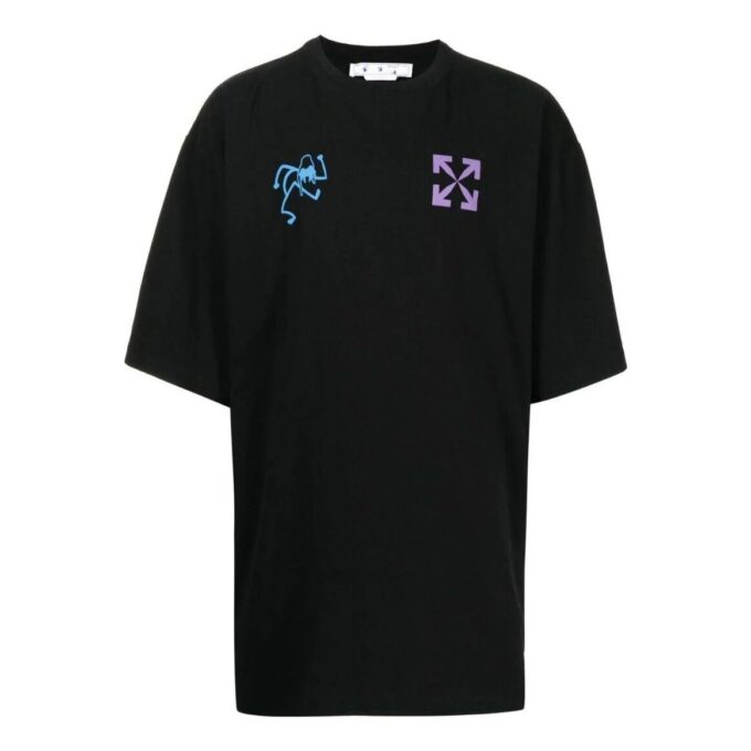 Off-White Men’ s SS22 Logo Printing Round Neck Short Sleeve Black T-Shirt