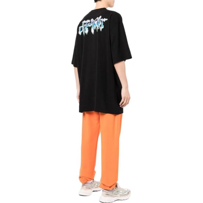 Off-White Men’ s SS22 Logo Printing Round Neck Short Sleeve Black T-Shirt