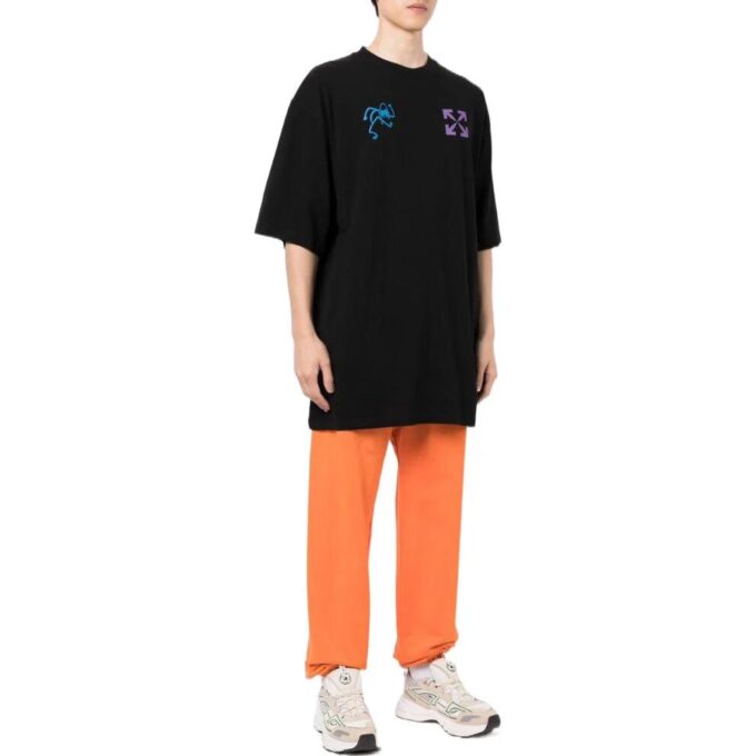 Off-White Men’ s SS22 Logo Printing Round Neck Short Sleeve Black T-Shirt