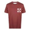 Off-White Men’ s SS22 Logo Printing Round Neck Short Sleeve Version Brick Red T-Shirt