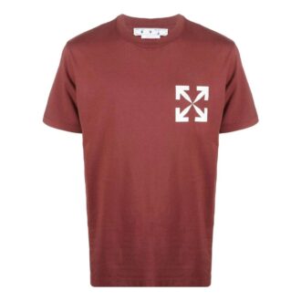 Off-White Men’ s SS22 Logo Printing Round Neck Short Sleeve Version Brick Red T-Shirt Off-White Men’ s SS22 Logo Printing Round Neck Short Sleeve Version Brick Red T-Shirt