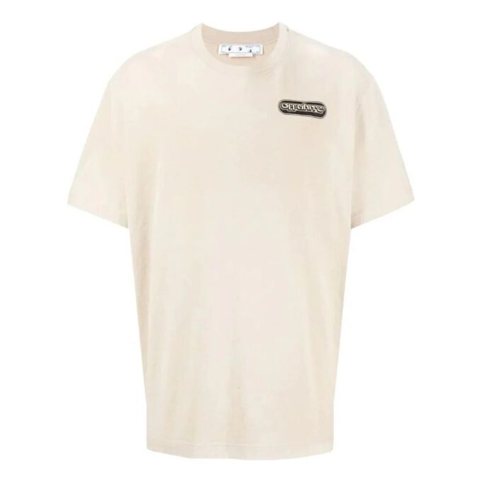 Off-White Men’ s SS22 Logo Printing Short Sleeve Light Brown T-Shirt
