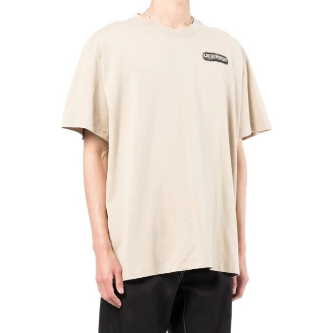 Off-White Men’ s SS22 Logo Printing Short Sleeve Light Brown T-Shirt