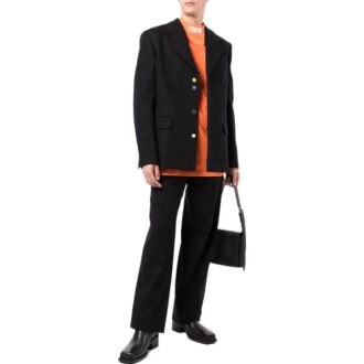 Off-White Men’ s SS22 Mid Waist Solid Color Straight Casual Pants/Trousers Version Black Off-White Men’ s SS22 Mid Waist Solid Color Straight Casual Pants/Trousers Version Black