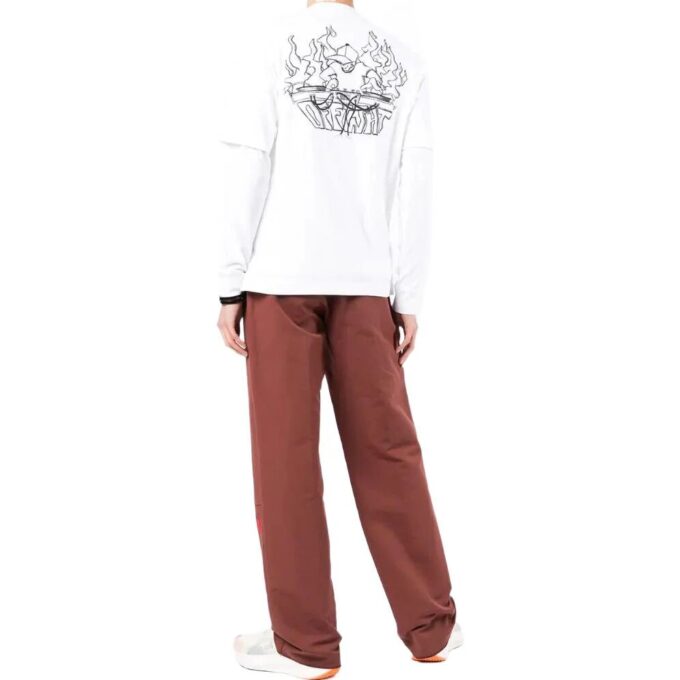 Off-White Men’ s SS22 Minimalistic Graffiti Printing Long Sleeves Version White T-Shirt