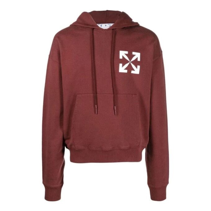 Off-White Men’ s SS22 Pattern Logo Hooded Long Sleeves Version Wine Red