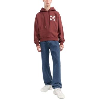 Off-White Men’ s SS22 Pattern Logo Hooded Long Sleeves Version Wine Red Off-White Men’ s SS22 Pattern Logo Hooded Long Sleeves Version Wine Red
