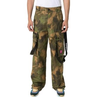 Off-White Men’ s SS22 Pattern Printing Cargo Casual Pants/Trousers Loose Fit Green Off-White Men’ s SS22 Pattern Printing Cargo Casual Pants/Trousers Loose Fit Green