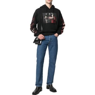 Off-White Men’ s SS22 Pattern Printing Hooded Long Sleeves Loose Fit Black Off-White Men’ s SS22 Pattern Printing Hooded Long Sleeves Loose Fit Black